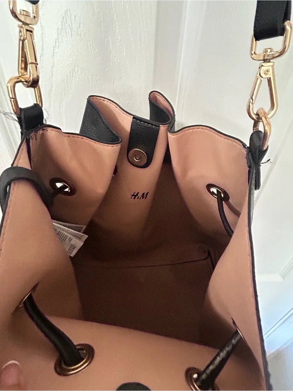 H&M Black Drawstring Bucket Crossbody Bag